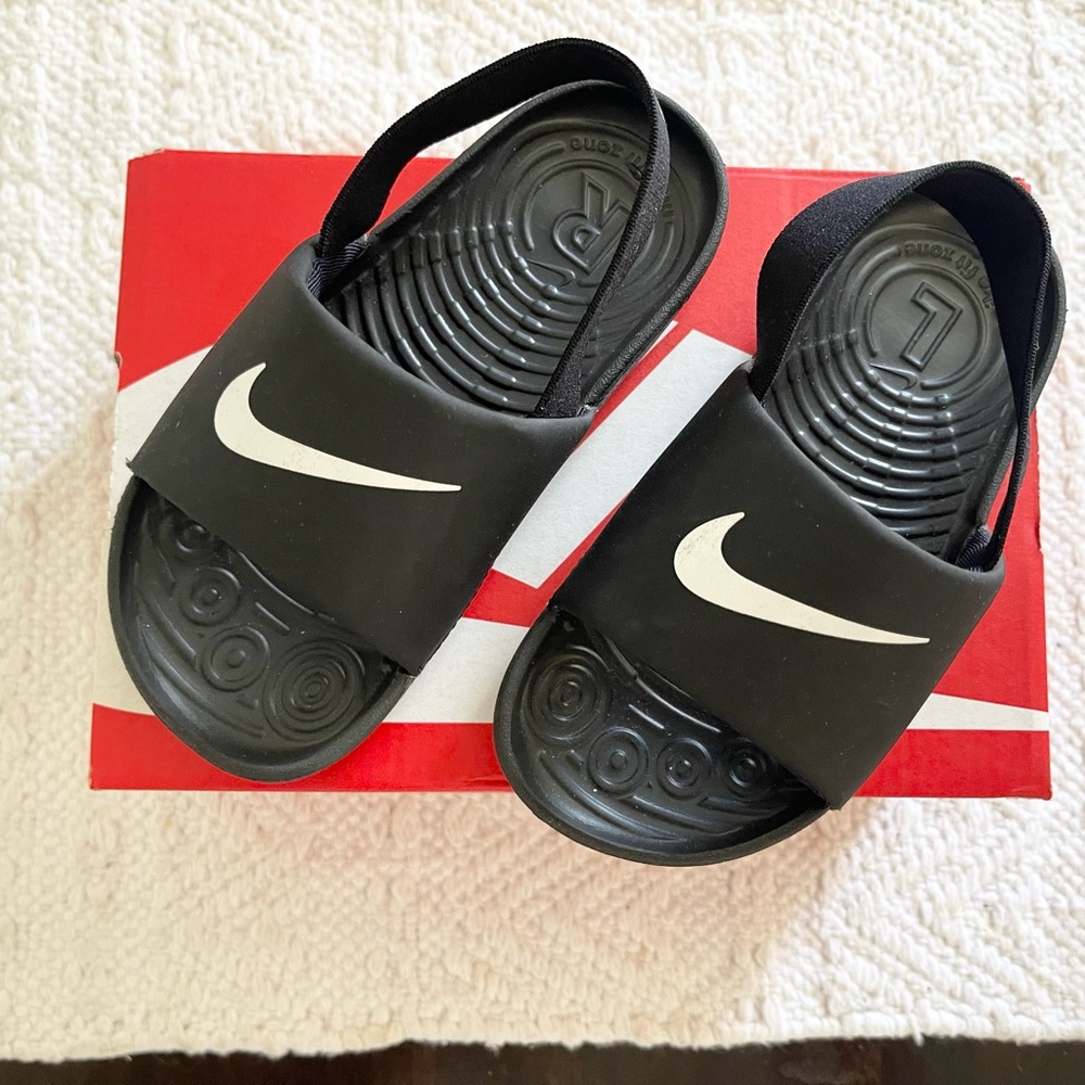 Nike Black and White Slide Sandals